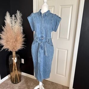 NWT Suncoo Paris Conny Midi Denim Dress 
size T3 or Large